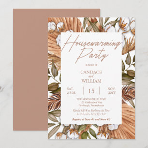 Boho Floral Cotton Grashalme-Party Einladung