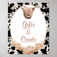 Boho Floral Cow Geschenke und Karten Babyduschzeic