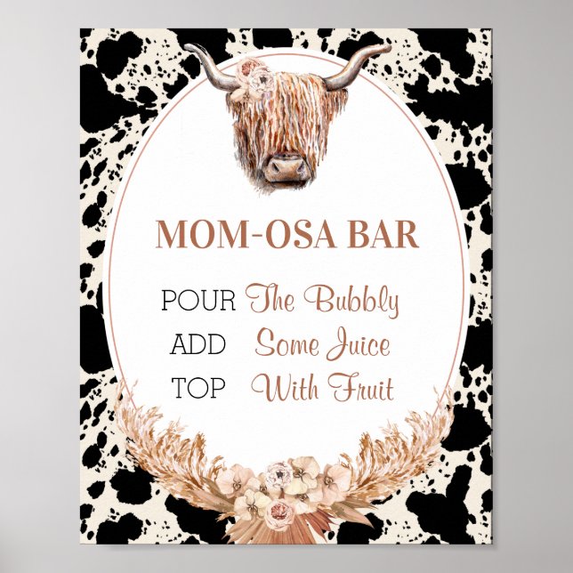 Boho Floral Cow Mama-osa Bar Baby Duschgel Poster (Vorne)
