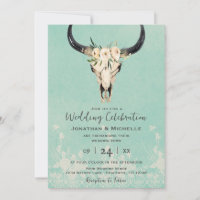 Boho Floral Cow Skull auf Türkishochzeit