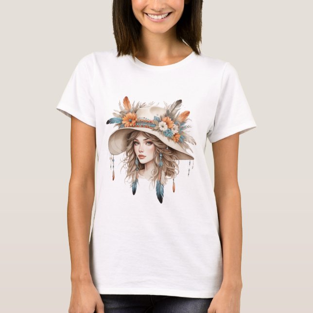 Boho Floral Cowgirl – Women’s Western Style Tee (Vorderseite)