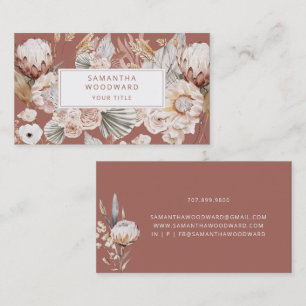 Boho Floral Creme Terracotta Beruflich Visitenkarte
