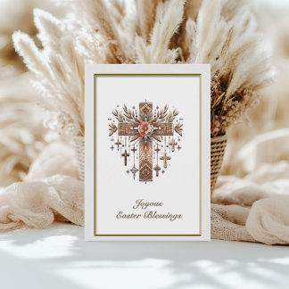 Boho Floral Cross Easter Karte