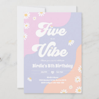 Boho Floral Daisy 5. Geburtstag 5 ist ein Vibe Einladung