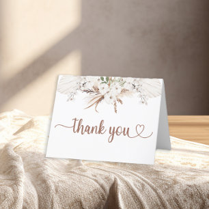 Boho Floral danke dir Karte neutrale Pampas