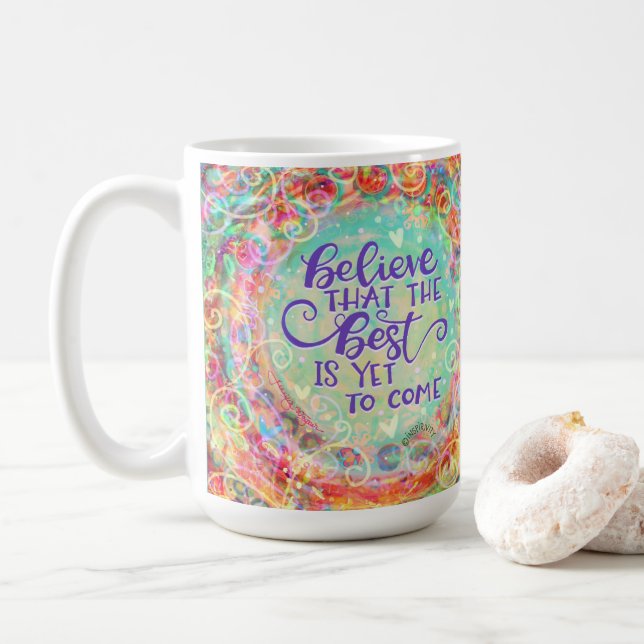 Boho Floral Das Beste ist noch nicht inspiriert Kaffeetasse (Mit Donut)