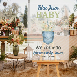 Boho Floral Denim Blue Jean Baby Dusche Willkommen Acrylschild