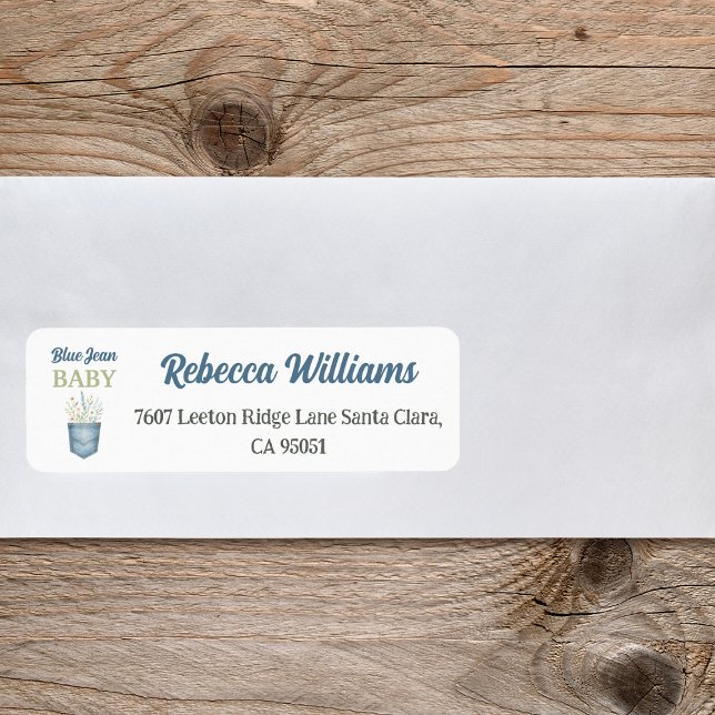 Boho Floral Denim Pocket Blue Jean Baby Shower (Von Creator hochgeladen)