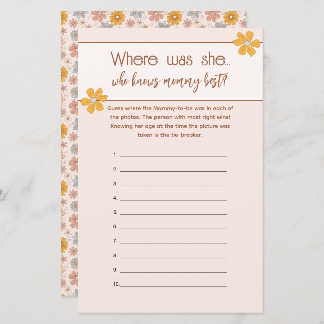 Boho Floral, der Mommy Best Picture Game kennt (Vorne/Hinten)