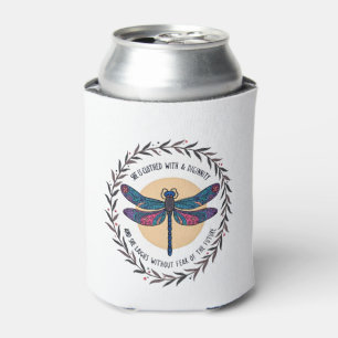 Boho Floral Dragonfly Sie ist mit Stärke bekleidet Dosenkühler