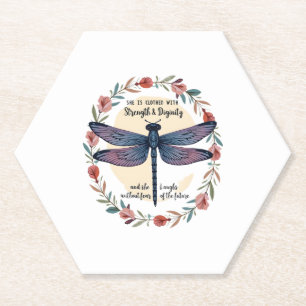 Boho Floral Dragonfly Sie ist mit Stärke bekleidet Untersetzer