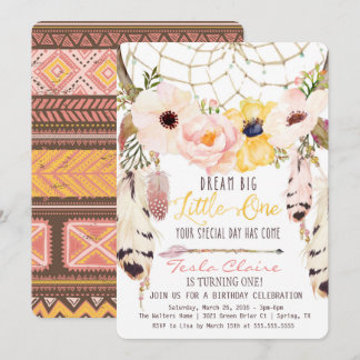 Boho Floral Dreamcatcher Einladung zum Geburtstag