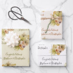 Boho floral Dried Palm Add Names Wedding Geschenkpapier Set<br><div class="desc">Diese Papierfolien sind mit einem rohen Aquarellmuster aus tropischen Blumenbouquets in neutralen Farbtönen mit getrockneten Blätter aus Palmen versehen. Personalisieren Sie sie mit dem Wort "Glückwünsche" in eleganter Handschrift Kalligraphie, gefolgt von den Namen der Braut und Bräutigam. Das Design besteht aus drei neutralen Erdfarben: olivgrüner Text auf cremefarbenem Hintergrund, Rosttext...</div>