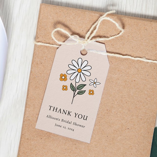 Boho Floral Earth Tones Botanisches Brautparty Geschenkanhänger (Von Creator hochgeladen)