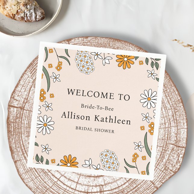 Boho Floral Earth Tones Botanisches Brautparty Serviette (Von Creator hochgeladen)