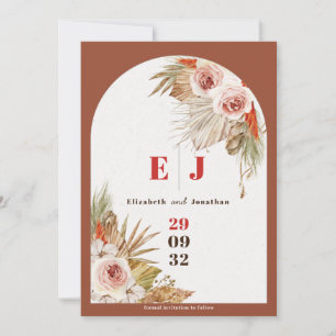 Boho floral Earth tönt Terracotta Hochzeitsstiftun Save The Date