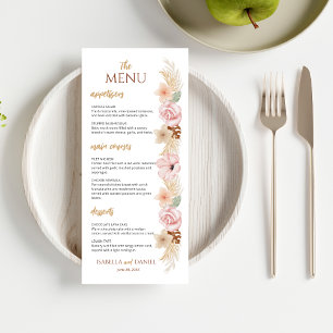 Boho Floral Elegant Bohemisch Earth Tone Wedding Menükarte
