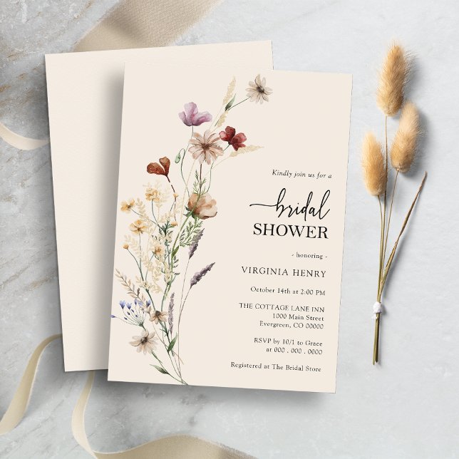 Boho Floral Elegant Brautparty Einladung (Boho Floral Elegant Bridal Shower Invitation by Painted Paperie)