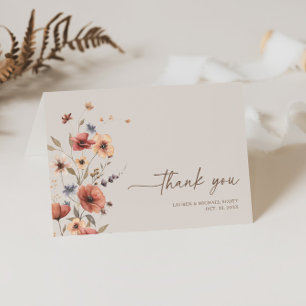 Boho Floral Elegante Hochzeit im Herbst Danke Kart