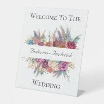 Boho Floral Elegante Script Wedding Welcome Sign