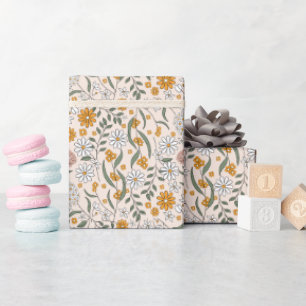 Boho Floral Erdtöne Botanische Hochzeitsdusche Geschenkpapier