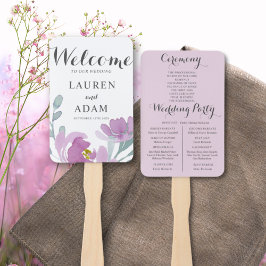 Boho Floral Eucalyptus Pink Wedding Program Fächer