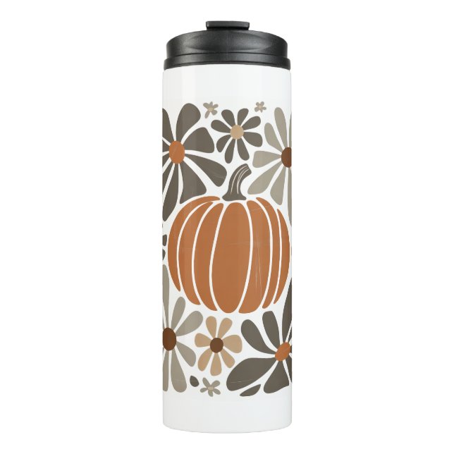 Boho Floral Fall Pumpkin-Saison Thermosbecher (Vorderseite)