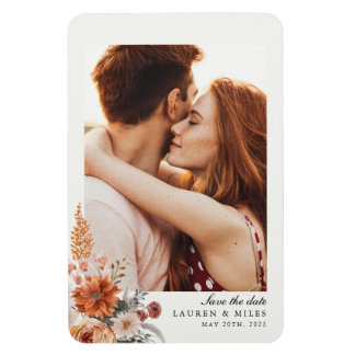 Boho Floral Fall Save the Date mit Foto Magnet