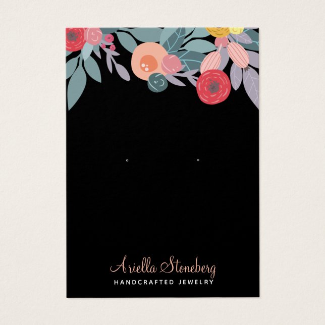 Boho Floral farbenfroher Earring Black (Vorderseite)