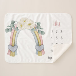 Boho Floral Fibre Rainbow Milestone Baby Sherpadecke