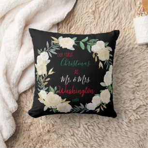 Boho Floral First Christmas Personalisiert Kissen