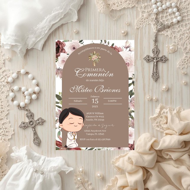 Boho Floral First Communion Invitation Einladung (Von Creator hochgeladen)