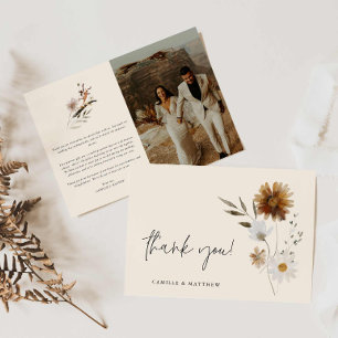 Boho Floral Foto Wedding Danke Karte