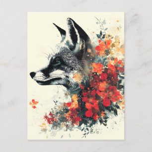 Boho Floral Fox Wildlife Nature Feiertagspostkarte
