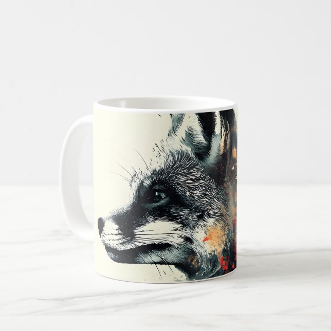 Boho Floral Fox Wildlife Nature Kaffeetasse (Vorderseite Links)