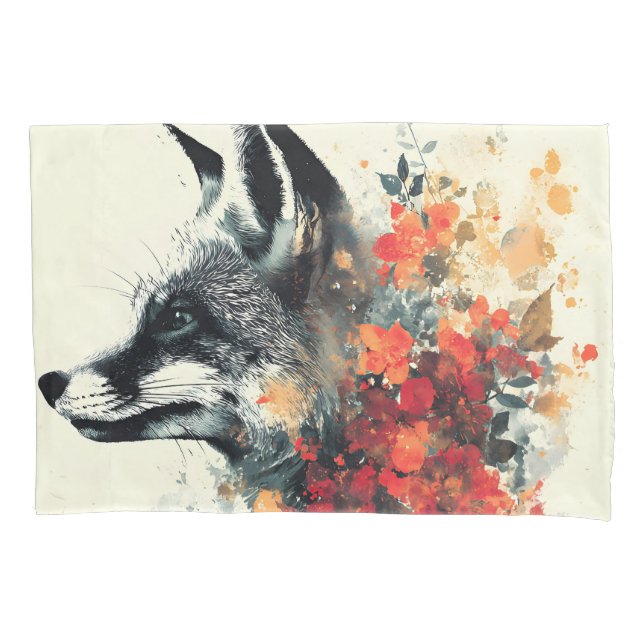 Boho Floral Fox Wildlife Nature Kissenbezug (Vorderseite)