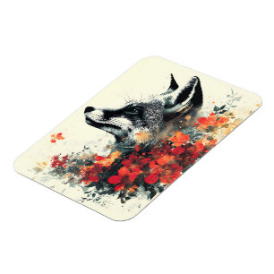 Boho Floral Fox Wildlife Nature Magnet