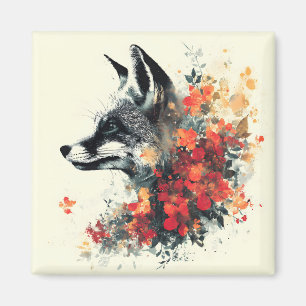 Boho Floral Fox Wildlife Nature Magnet