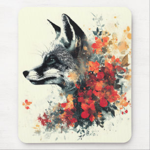 Boho Floral Fox Wildlife Nature Mousepad