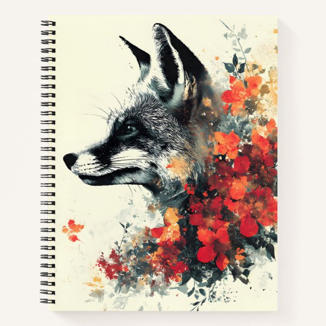 Boho Floral Fox Wildlife Nature Notizbuch (Vorderseite)