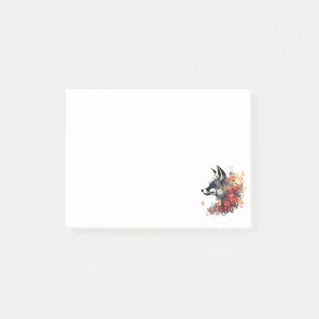 Boho Floral Fox Wildlife Nature Post-it Klebezettel (Vorderseite)