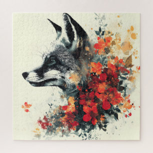 Boho Floral Fox Wildlife Nature Puzzle
