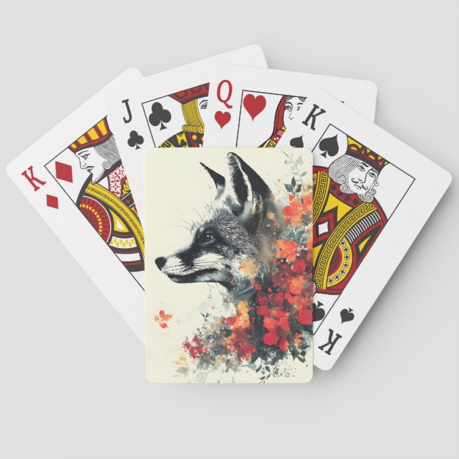 Boho Floral Fox Wildlife Nature Spielkarten (Rückseite)