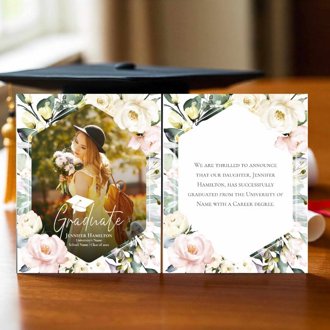 Boho Floral Frame Foto Abschluss Ankündigung (Von Creator hochgeladen)