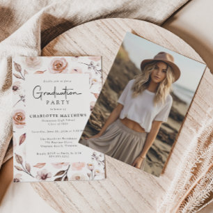 Boho Floral Frame Foto Abschluss Einladung
