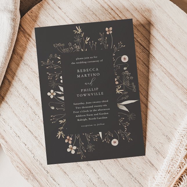 Boho Floral Frame Wildblume Wedding Einladung (Von Creator hochgeladen)