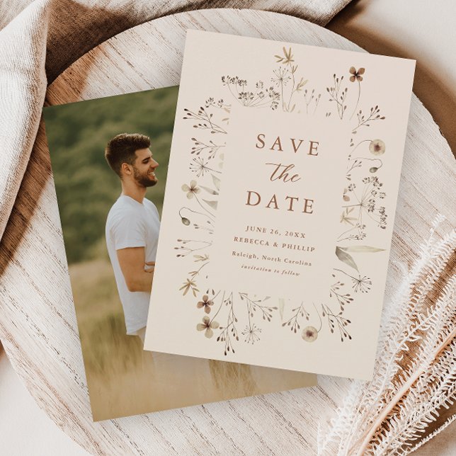 Boho Floral Frame Wildblume Wedding Save The Date (Von Creator hochgeladen)