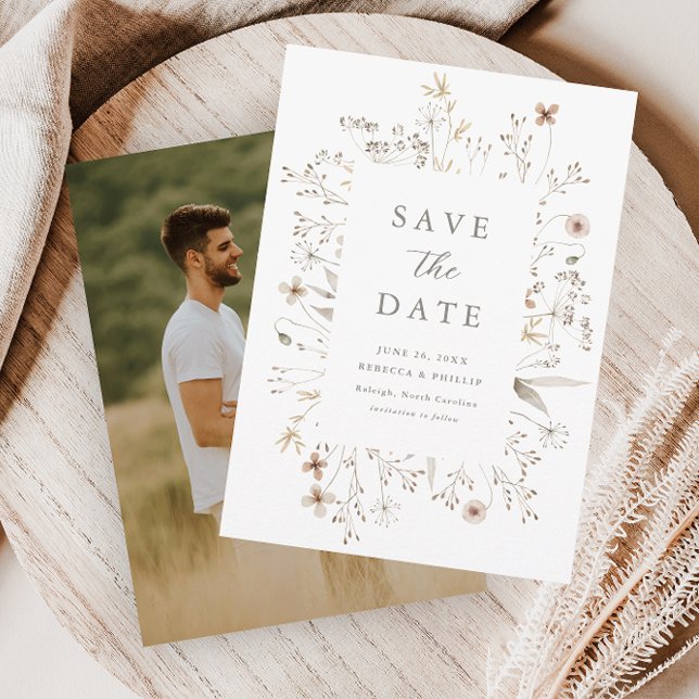 Boho Floral Frame Wildblume Wedding Save The Date (Von Creator hochgeladen)