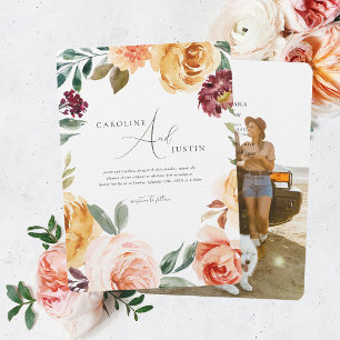 Boho Floral Garden Lässige Hochzeit von Foto Einladung
