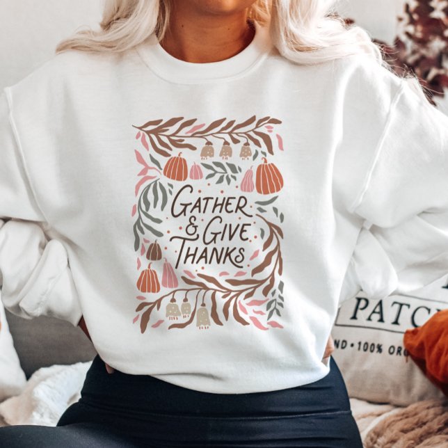Boho Floral Gather und gebt Dank Sweatshirt (Von Creator hochgeladen)